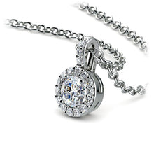 Load image into Gallery viewer, Halo White Gold Diamond Solitaire Pendant 14K Gold
