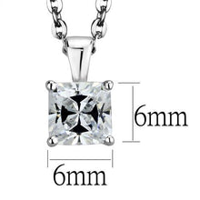 Load image into Gallery viewer, 925 Sterling Silver Chain Pendant Princess cut Rhodium Women AAA Grade CZ Clear (6mm)
