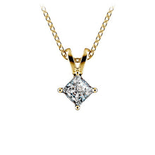 Load image into Gallery viewer, Princess Yellow 14K Gold Diamond Solitaire Pendant
