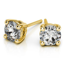 Load image into Gallery viewer, Round Diamond Stud Earrings In Yellow 14K Gold
