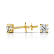 Load image into Gallery viewer, Round Diamond Stud Earrings In Yellow 14K Gold
