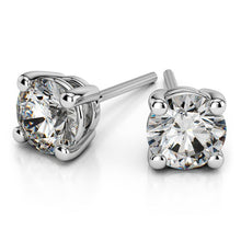 Load image into Gallery viewer, Round Diamond Stud Earrings In White 14K Gold

